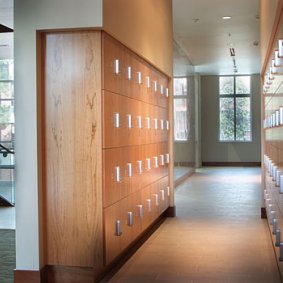 Wood Lockers for Backpack and Bookbag Storage
